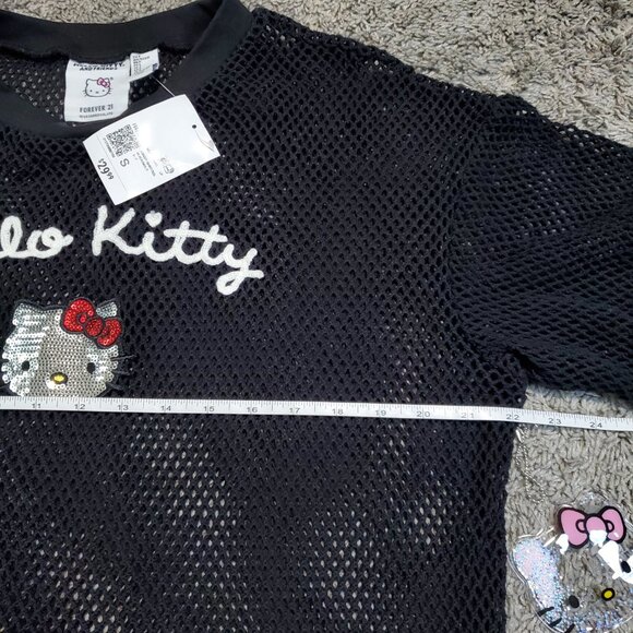 NWT Forever 21 x Hello Kitty Disco Mesh Dance Fishnet Sequin Shirt - Small - Picture 6 of 8